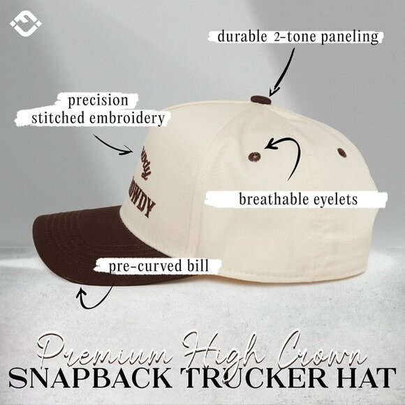 Vintage Canvas Snapback Hat Adjustable Two Tone Unisex Western Style Cap